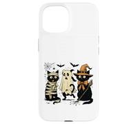 Lindo Gatito Divertido de Halloween con diseño de Gato Bruja, Fantasma, Momia Carcasa para iPhone 15