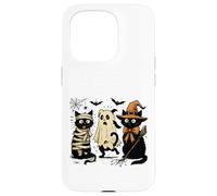 Lindo Gatito Divertido de Halloween con diseño de Gato Bruja, Fantasma, Momia Carcasa para iPhone 15 Pro