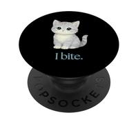Lindo Gatito Divertido I Bite Cat PopSockets PopGrip Adhesivo