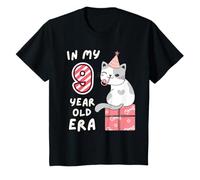 Lindo gatito en mi era de 9 años, divertido cumpleaños con forma de gato y pastel Camiseta