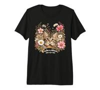 Lindo Gatito Floral botánico Cottagecore Camiseta Premium