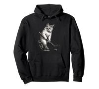Lindo Gatito Jugando Hockey sobre Hielo Palo Puck Ice Hockey Cat Sudadera con Capucha