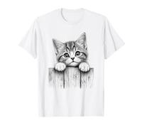 Lindo Gatito Valla boceto Gato Arte Divertido Curioso Gatito Illustr Camiseta