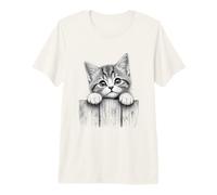 Lindo Gatito Valla boceto Gato Arte Divertido Curioso Gatito Illustr Camiseta Premium