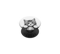 Lindo Gatito Valla boceto Gato Arte Divertido Curioso Gatito Illustr PopSockets PopGrip Adhesivo