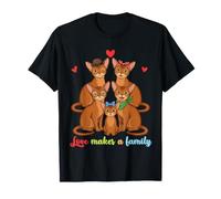 Lindo Gato Abisinio Juntos Amor Hace una reunión Familiar Camiseta