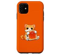 Lindo gato abrazando mermelada tostada desayuno divertido Carcasa para iPhone 11