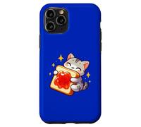 Lindo gato abrazando mermelada tostada desayuno divertido Carcasa para iPhone 11 Pro