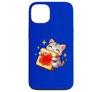 Lindo gato abrazando mermelada tostada desayuno divertido Carcasa para iPhone 13