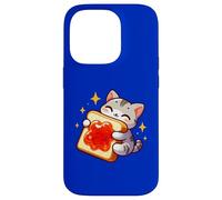 Lindo gato abrazando mermelada tostada desayuno divertido Carcasa para iPhone 14 Pro