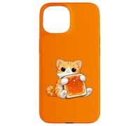 Lindo gato abrazando mermelada tostada desayuno divertido Carcasa para iPhone 15