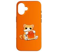 Lindo gato abrazando mermelada tostada desayuno divertido Carcasa para iPhone 16