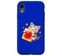 Lindo gato abrazando mermelada tostada desayuno divertido Carcasa para iPhone XR