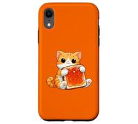 Lindo gato abrazando mermelada tostada desayuno divertido Carcasa para iPhone XR