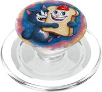 Lindo gato abrazando mermelada tostada desayuno divertido PopSockets PopGrip para MagSafe