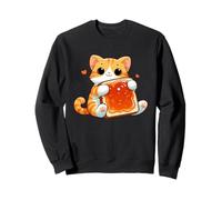 Lindo gato abrazando mermelada tostada desayuno divertido Sudadera