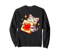 Lindo gato abrazando mermelada tostada desayuno divertido Sudadera