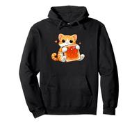 Lindo gato abrazando mermelada tostada desayuno divertido Sudadera con Capucha