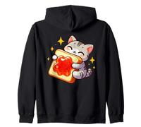 Lindo gato abrazando mermelada tostada desayuno divertido Sudadera con Capucha