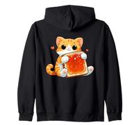 Lindo gato abrazando mermelada tostada desayuno divertido Sudadera con Capucha