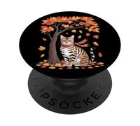 Lindo gato arce árbol otoño otoño Acción de Gracias PopSockets PopGrip Adhesivo