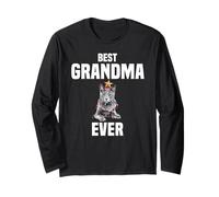 Lindo Gato Azul Ruso con Cadena de Luces Best Grandma Ever Manga Larga