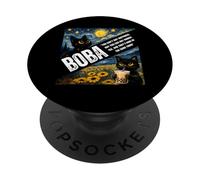 Lindo Gato Bebiendo té con Leche de Burbujas Boba Van Gogh Noche Estrellada PopSockets PopGrip Adhesivo