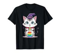Lindo Gato Bruja Kawaii con Orgullo de poción arcoíris Camiseta