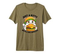 Lindo Gato Citas sólo un Gatito con Gran appatita Camiseta Premium