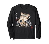 Lindo Gato Comiendo Fideos Ramen Kawaii japonés Anime Obras de Arte Manga Larga
