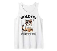 Lindo gato con corazón gafas de sol y café helado cita divertida Camiseta sin Mangas