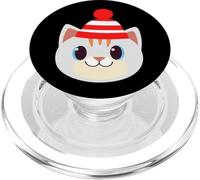 Lindo Gato con Gorro Gorro Gorro de Lana cálido Invierno Nieve mamá papá PopSockets PopGrip para MagSafe