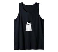 Lindo Gato con un Disfraz de Fantasma para Halloween Camiseta sin Mangas