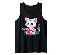 Lindo gato corazón primavera gatos niño campanilla flores Camiseta sin Mangas