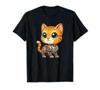 Lindo Gato de Dibujos Animados Cyborg Robot Mech Design Camiseta