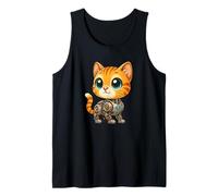 Lindo Gato de Dibujos Animados Cyborg Robot Mech Design Camiseta sin Mangas