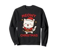 Lindo Gato de Papá Noel Kawaii Meowy Christmas para Amantes de los Gatos navideños Sudadera