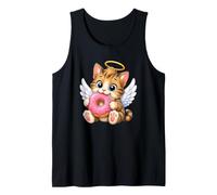 Lindo Gato Donut ángel con alas diseño de Dibujos Animados Camiseta sin Mangas