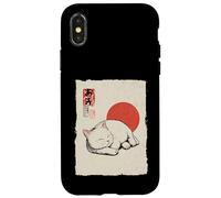 Lindo Gato durmiendo Arte japonés Vintage Zen Neko Carcasa para iPhone X/XS