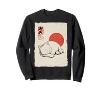 Lindo Gato durmiendo Arte japonés Vintage Zen Neko Sudadera
