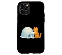 Lindo Gato Edificio frío iglú Hielo ladrillo Invierno Nieve Arte Gatito Carcasa para iPhone 11 Pro