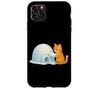 Lindo Gato Edificio frío iglú Hielo ladrillo Invierno Nieve Arte Gatito Carcasa para iPhone 11 Pro MAX