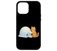 Lindo Gato Edificio frío iglú Hielo ladrillo Invierno Nieve Arte Gatito Carcasa para iPhone 12 Pro MAX