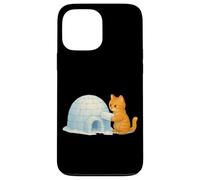 Lindo Gato Edificio frío iglú Hielo ladrillo Invierno Nieve Arte Gatito Carcasa para iPhone 13 Pro MAX