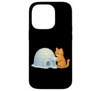 Lindo Gato Edificio frío iglú Hielo ladrillo Invierno Nieve Arte Gatito Carcasa para iPhone 14 Pro