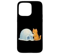 Lindo Gato Edificio frío iglú Hielo ladrillo Invierno Nieve Arte Gatito Carcasa para iPhone 15 Pro MAX