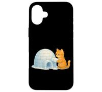 Lindo Gato Edificio frío iglú Hielo ladrillo Invierno Nieve Arte Gatito Carcasa para iPhone 16 Plus