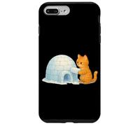 Lindo Gato Edificio frío iglú Hielo ladrillo Invierno Nieve Arte Gatito Carcasa para iPhone 7 Plus/8 Plus