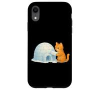 Lindo Gato Edificio frío iglú Hielo ladrillo Invierno Nieve Arte Gatito Carcasa para iPhone XR