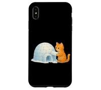 Lindo Gato Edificio frío iglú Hielo ladrillo Invierno Nieve Arte Gatito Carcasa para iPhone XS MAX